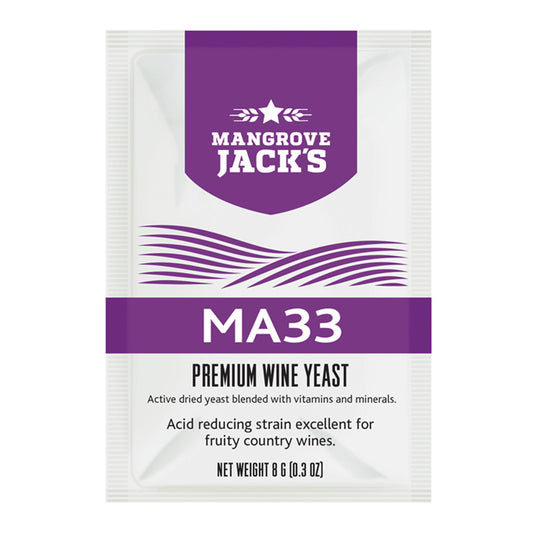 Mangrove Jack's Premium MA33 Wine Yeast 8g Sachet - Acid Reducing For Fruity White & Blush Country Wines