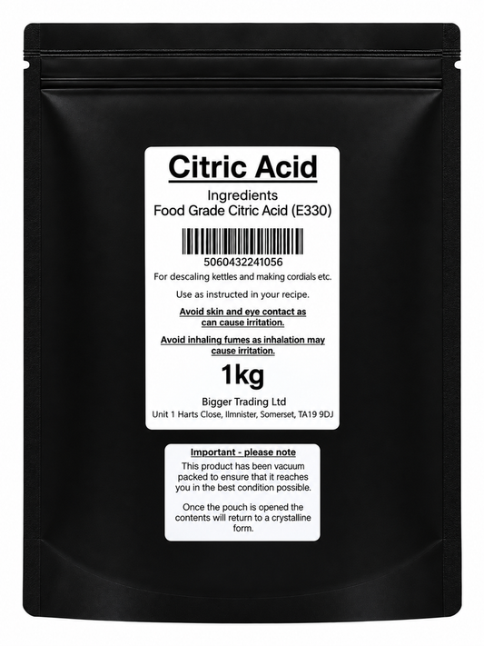 Citric Acid 1Kg - Supplied in Resealable Pouch - For Making Elderflower Champagne, Cordials, Jams, Sherbert, Sweets & Descaling Limescale / Rust Removal