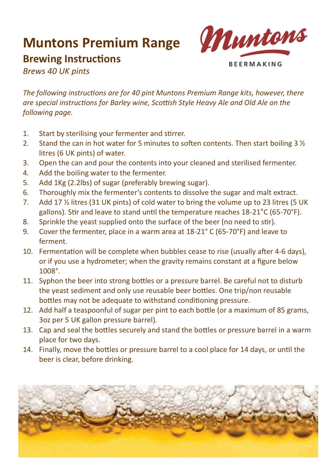 Muntons Premium - Lager 1.5Kg 40 Pint Beer Kit