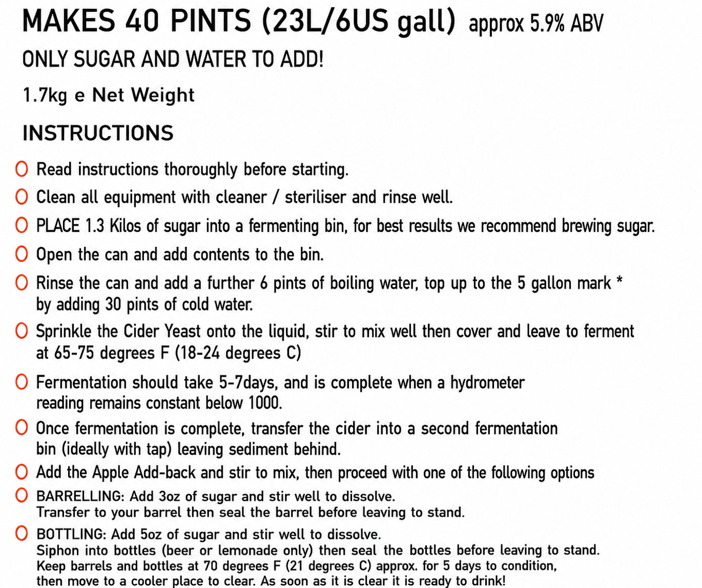 On The Rocks Peach & Mango Flavour Cider Kit Makes 40 Pints (23 Litres)