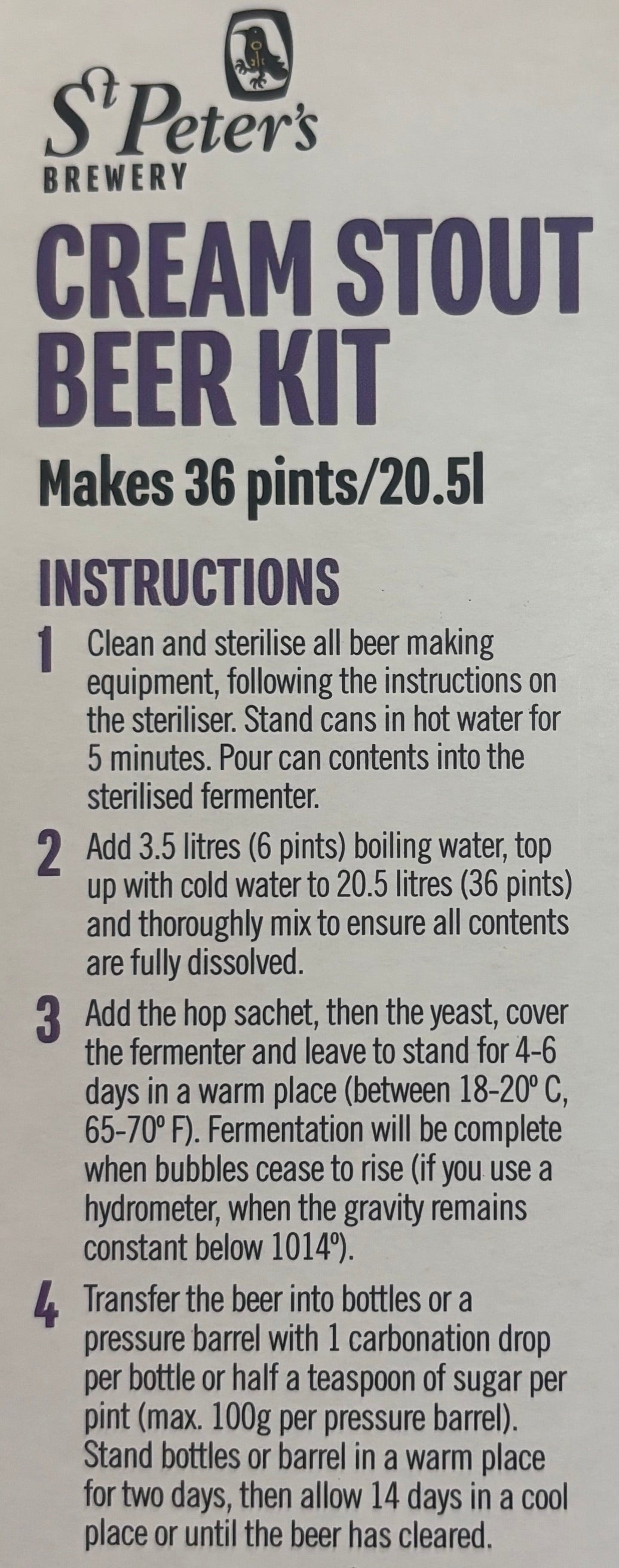 St Peters Brewery - Cream Stout 3Kg 36 Pint Beer Kit