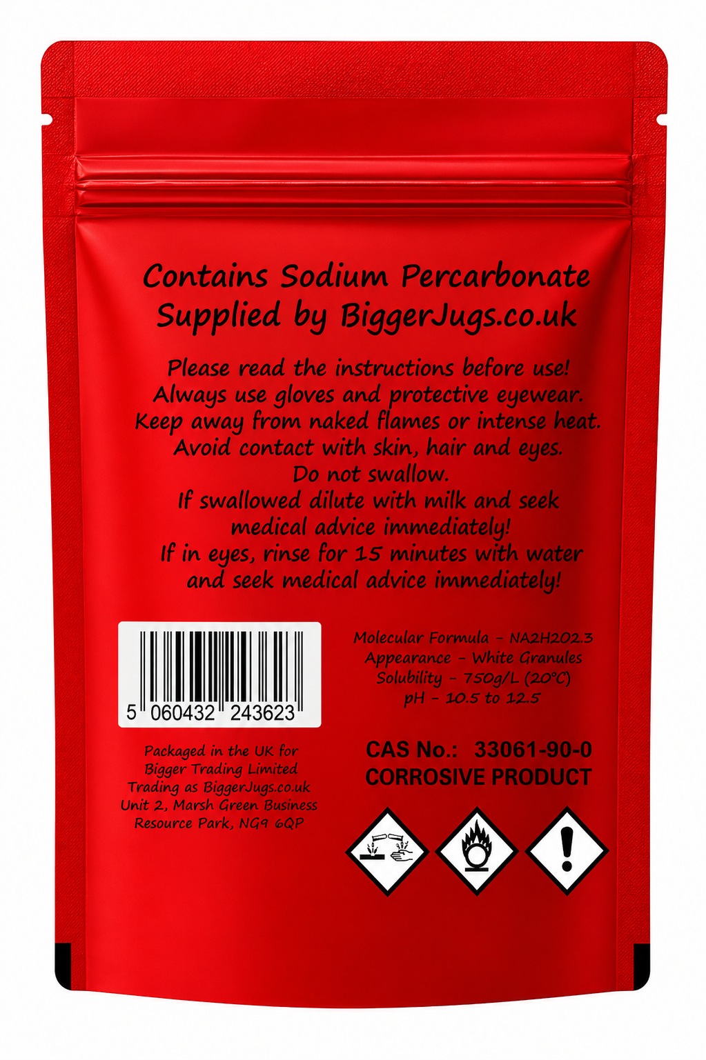 Sodium Percarbonate No Rinse Cleanser / Steriliser 100g - Supplied in Resealable Pouch