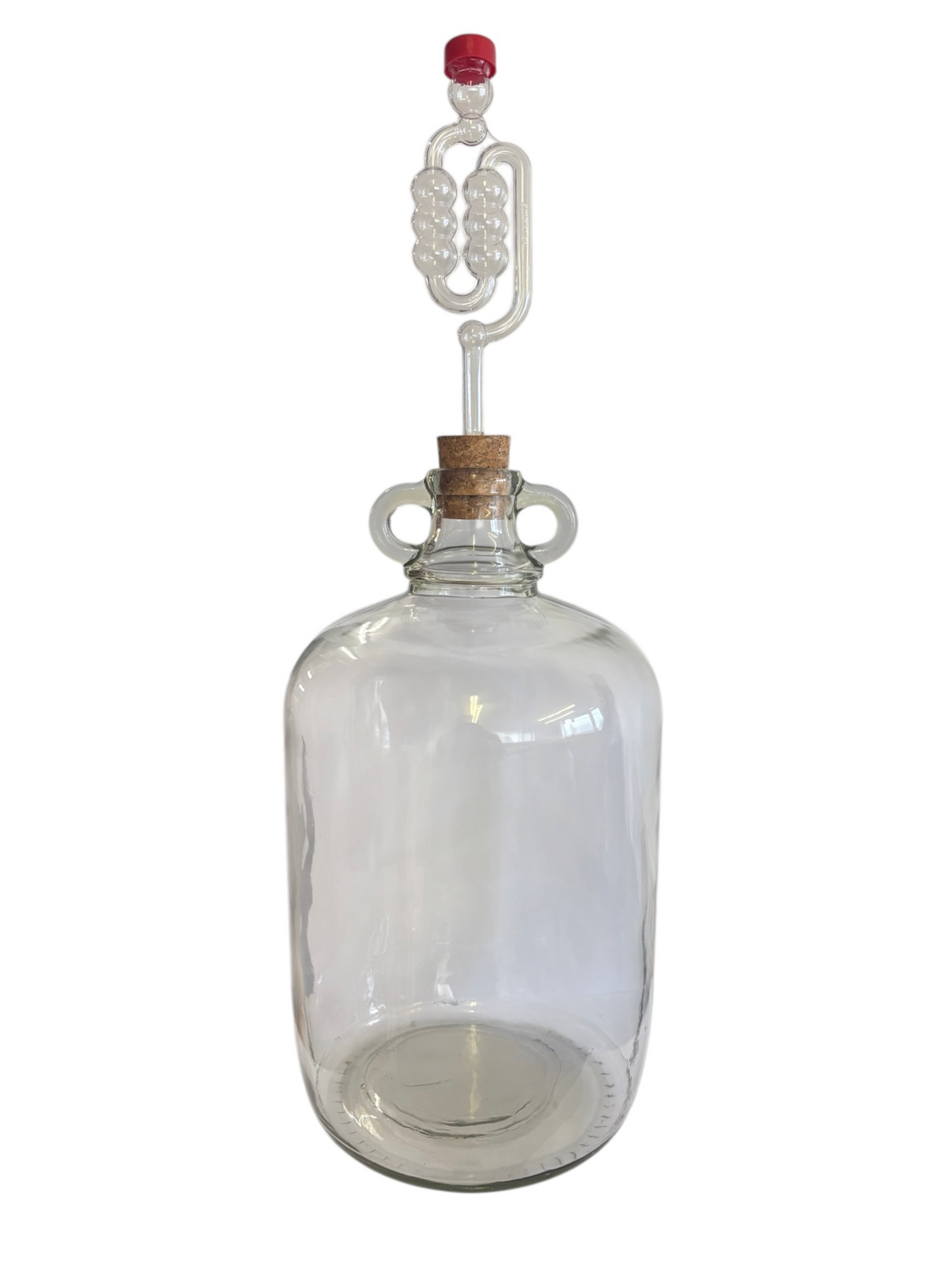 Pair of 5 Litre Glass Demi-Johns with Ovaled Necks, Large Cork Bungs and Airlocks