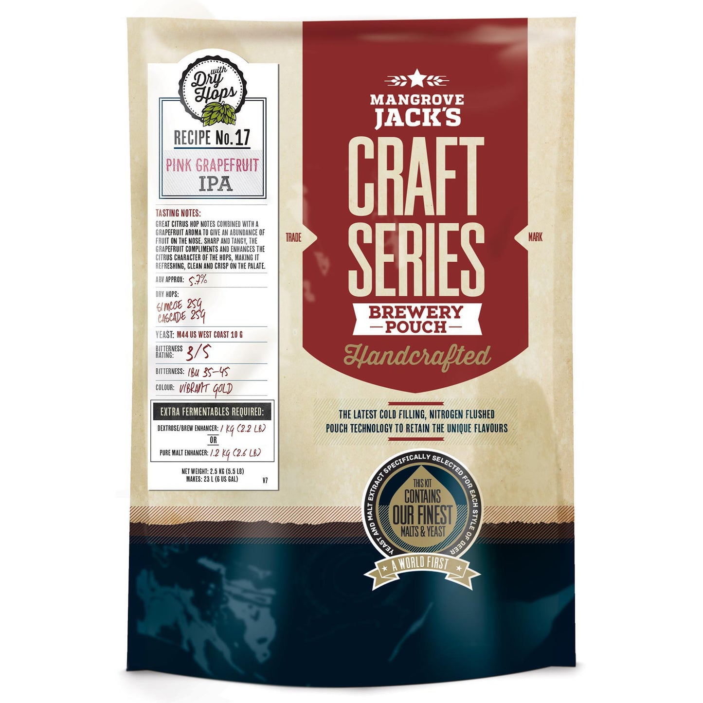 Mangrove Jack's Craft Series Pink Grapefruit IPA 40 Pint Beer Kit 2.5Kg