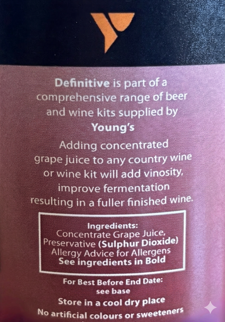 Youngs Definitive Red Wine Enricher 250ml Bottle - Red Grape Juice Concentrate