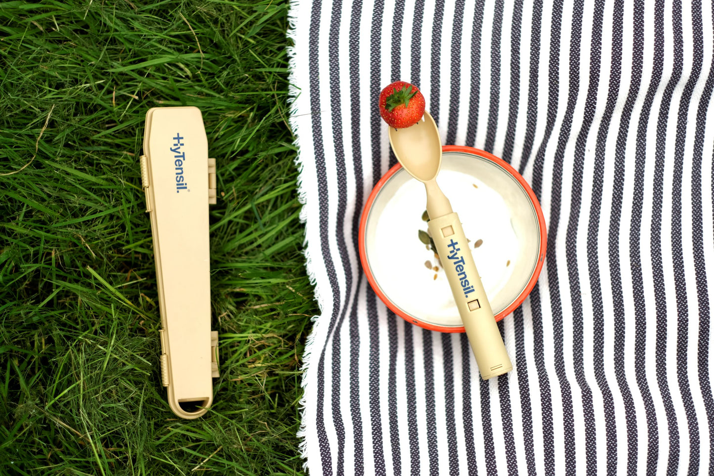 Hytensil Cutlery - Beige - Hygenic Compact Reusable Travel Cutlery Set Kills MRSA & E.Coli