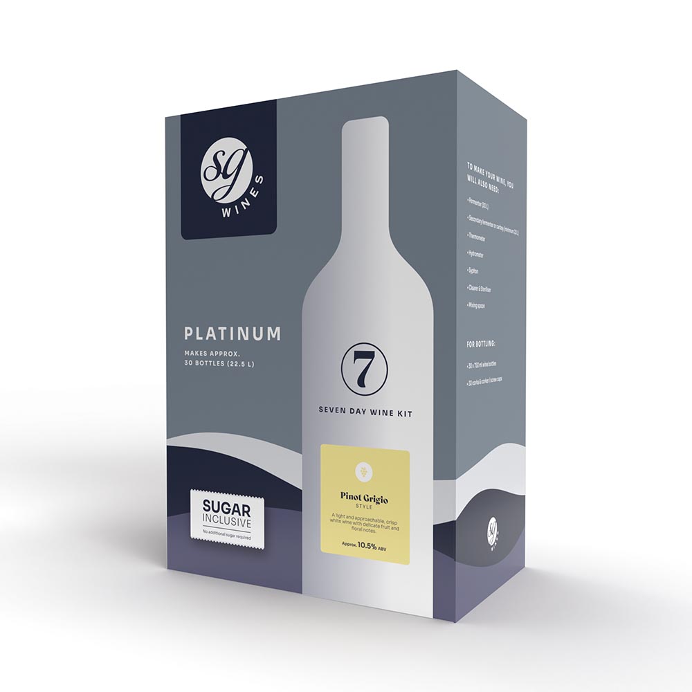 SG Wines (Formerly Solomon Grundy) Platinum 30 Bottle 7 Day Wine Kit - Pinot Grigio
