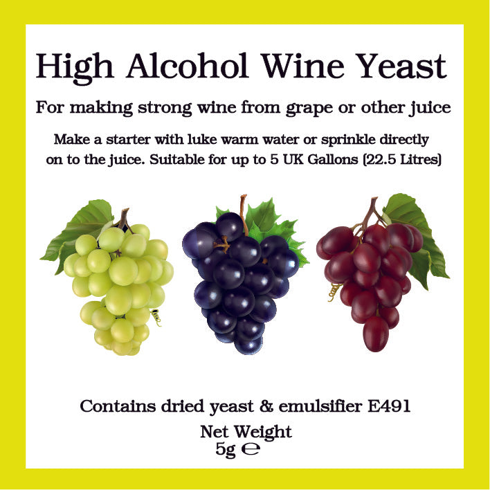 High Alcohol Wine Yeast 5g Sachet - Also For Fermenting at Higher Temperatures