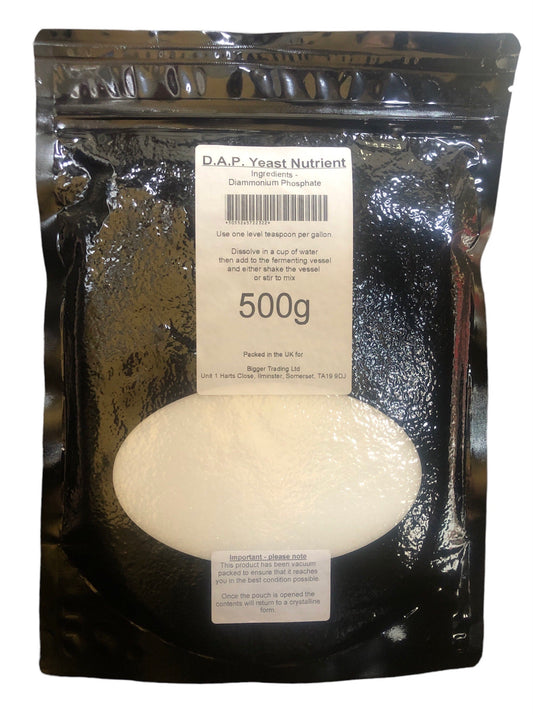 Yeast Nutrient Diammonium Phosphate (D.A.P.) 500g - Supplied in Resealable Pouch - For Rapid & Complete Fermentation