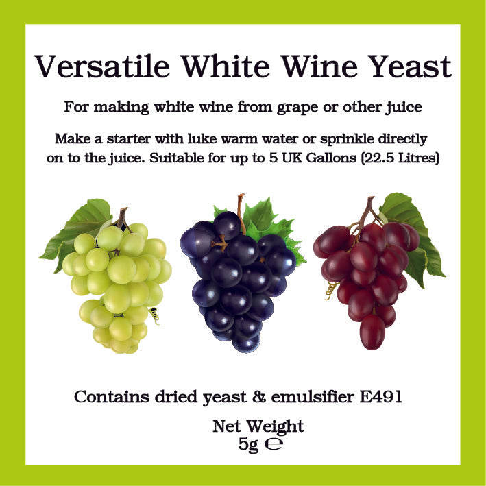 Versatile White Wine Yeast 5g Sachet - Also For Fermenting at Low Temperatures