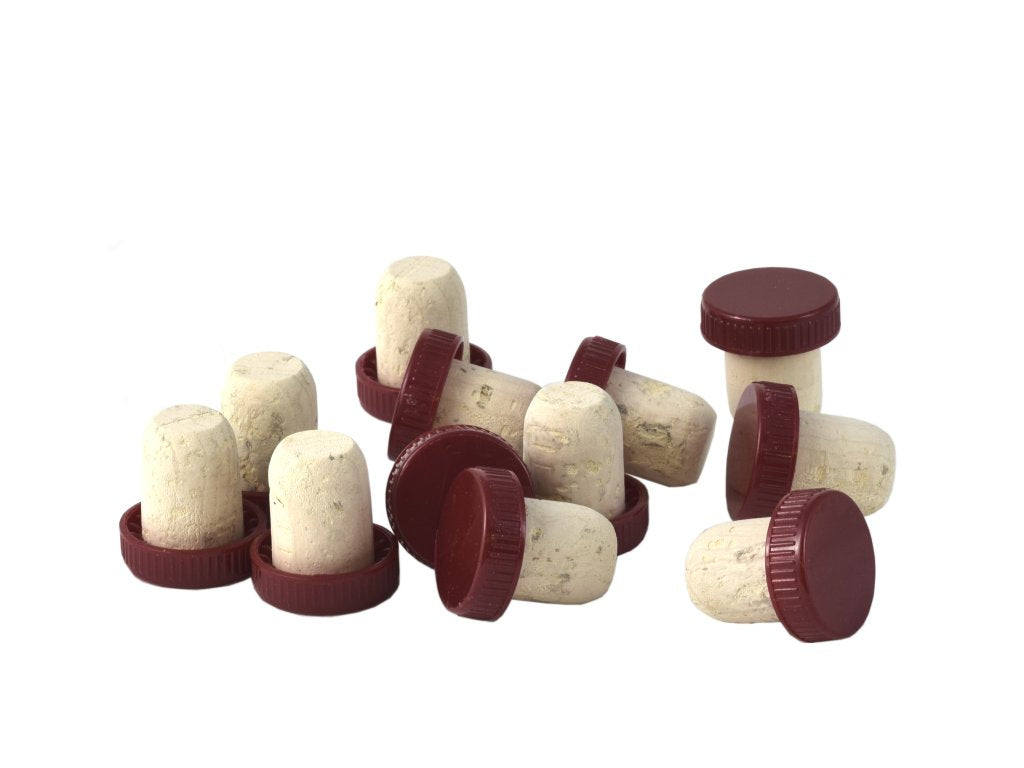 Wine Corks - Red Plastic Topped Wine Corks (Pack of 30)
