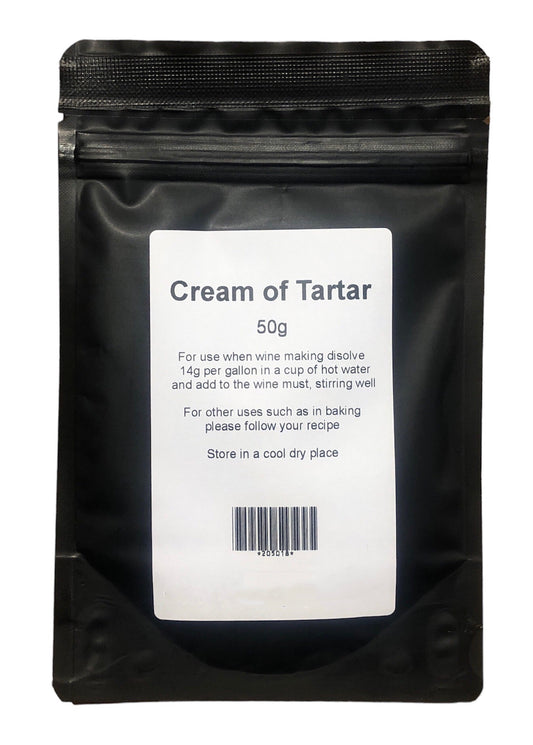 Cream of Tartar 50g - Supplied in Resealable Pouch -  For Making Wine, Beer, & Cordials