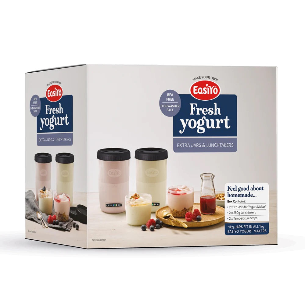 EasiYo 2 Extra 1Kg Yogurt Jars & 2 Lunchtakers