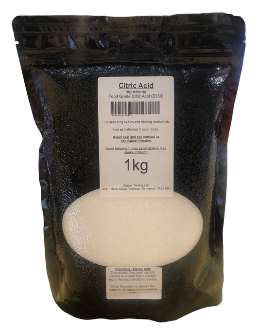 Citric Acid 1Kg - Supplied in Resealable Pouch - For Making Elderflower Champagne, Cordials, Jams, Sherbert, Sweets & Descaling Limescale / Rust Removal