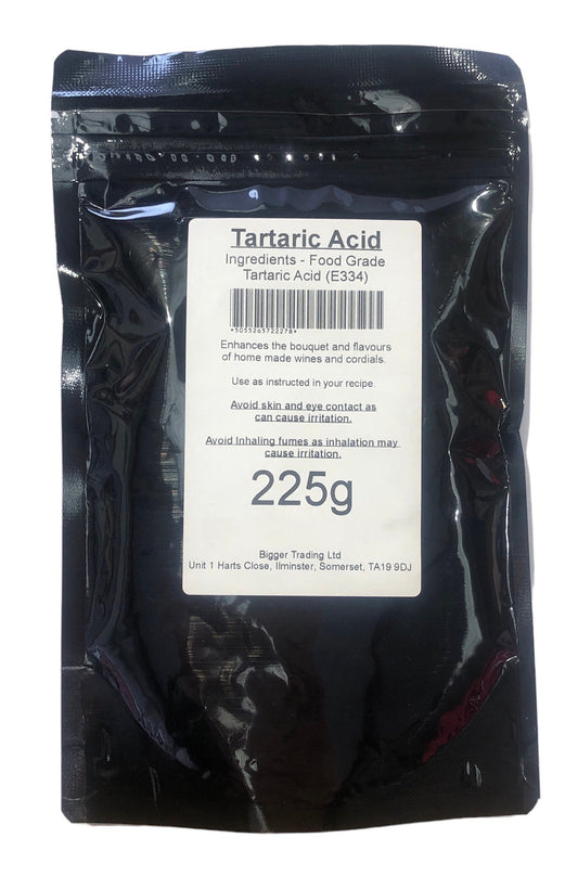 Tartaric Acid 225g - Supplied in Resealable Pouch - For Making Cordials, Jams, Preserves & Sweets