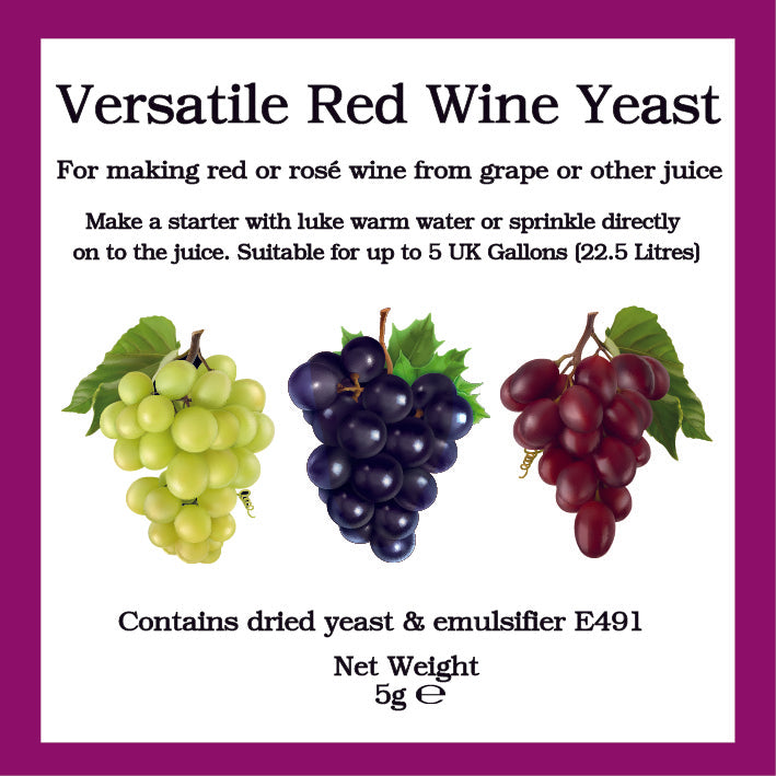 Versatile Red Wine Yeast 5g Sachet - For Fermenting Red & Rosé Wines