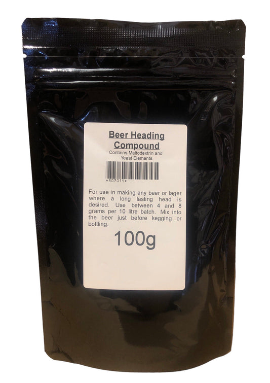 Beer Heading Compound 100g - Supplied in Resealable Pouch - Use to Ensure a Long Lasting Head on Home Brewed Beers & Lagers