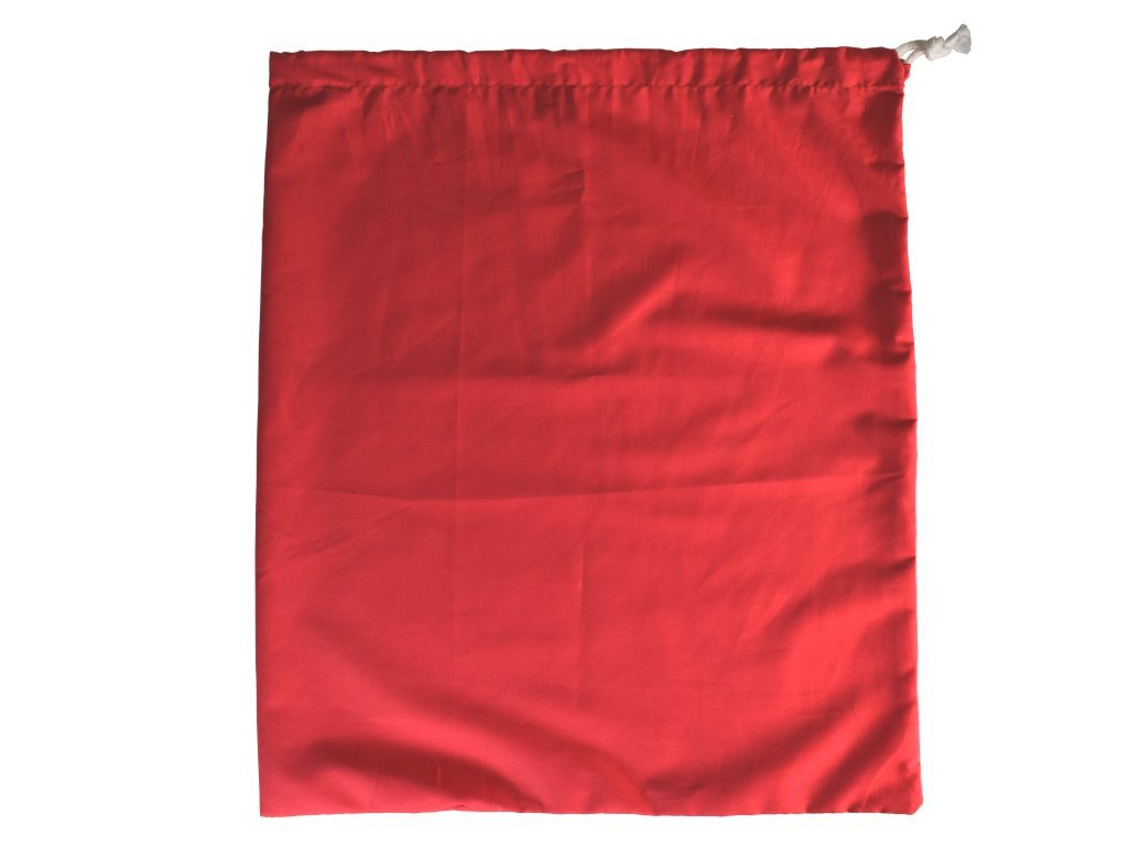 Red Poly-Cotton Gift Sack With White Rope Drawstring - Large Size (43cm x 50cm)