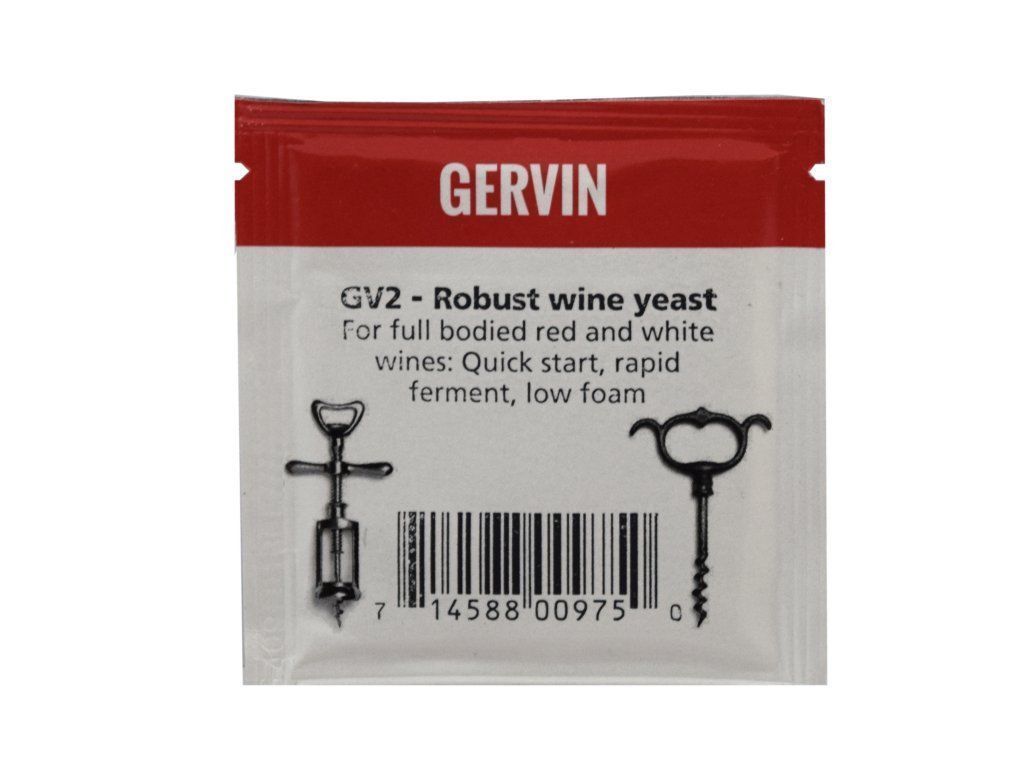 Gervin GV2 Robust Wine Yeast 5g Sachet - For Full Bodied Red & White Wines