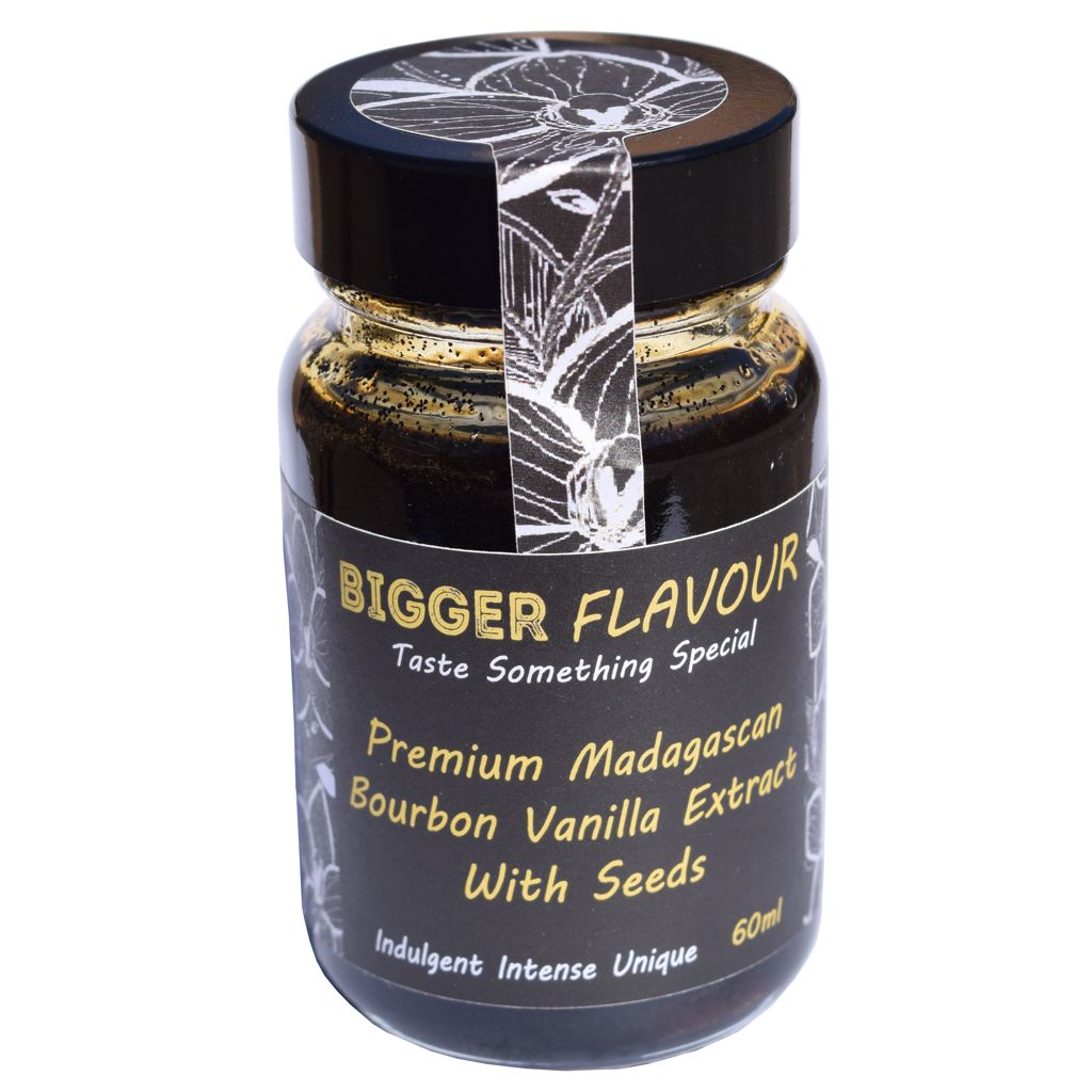 Bigger Flavour Extra Strong Premium Madagascar Bourbon Vanilla Extract with Seeds - Supplied in 60ml Jars