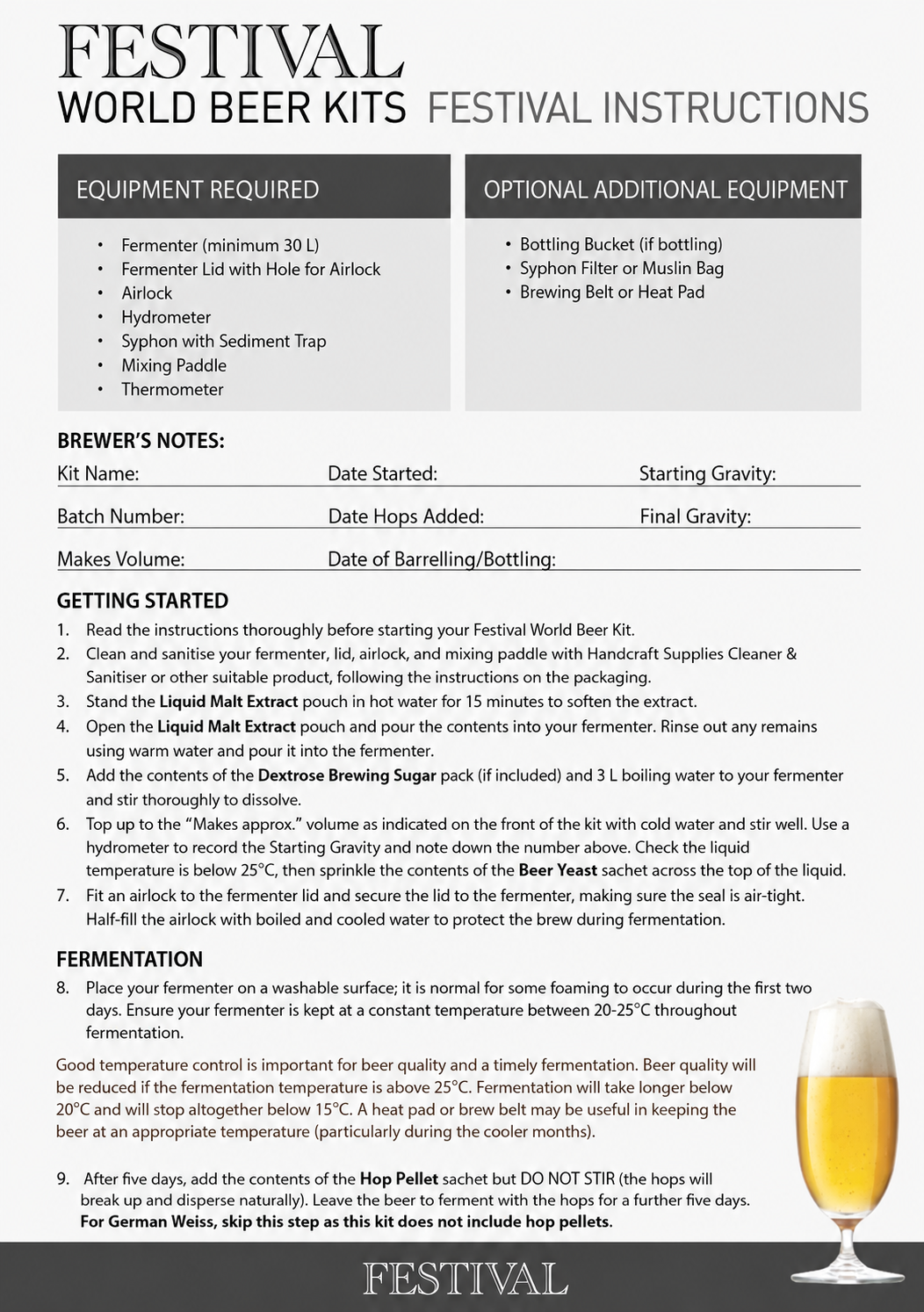 Festival World Beer Kits - German Weiss Beer 3.5Kg Beer Kit