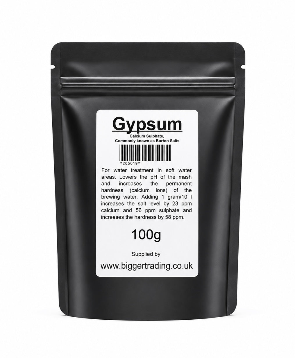 Gypsum Top Food Grade 100g - Supplied in Resealable Pouch - For Homebrew Beers, Wines &  Tofu Making