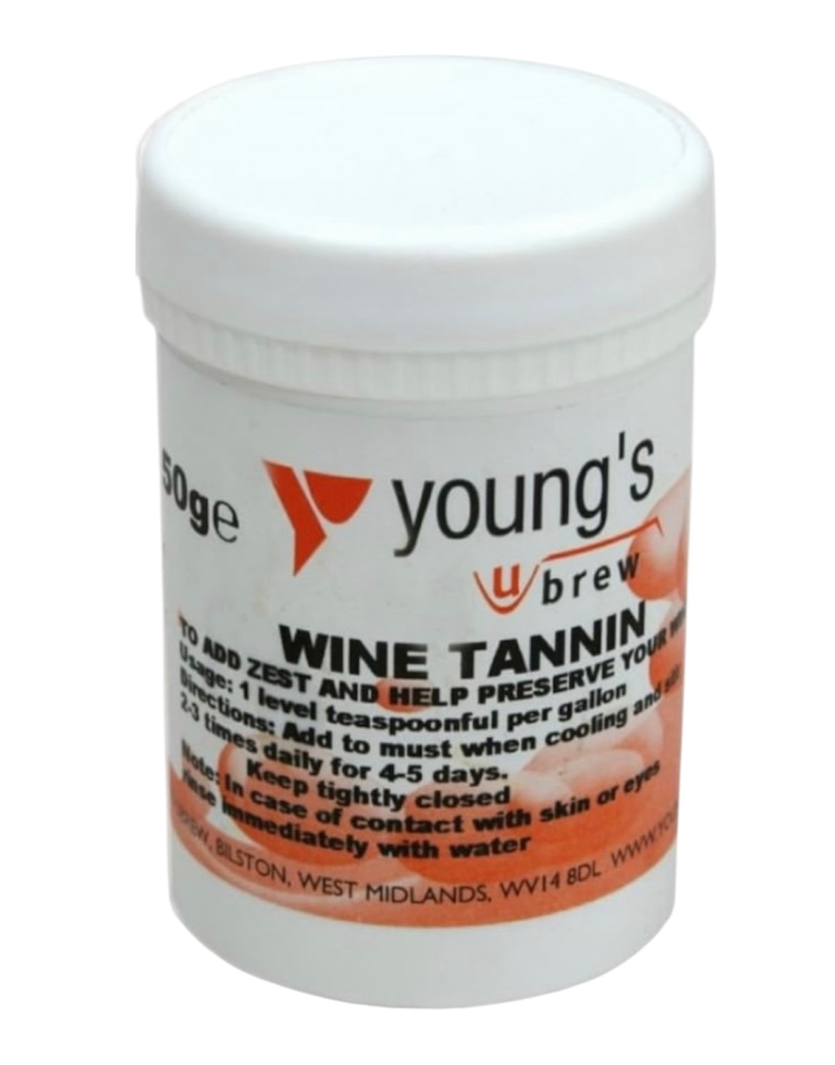Youngs Wine Tannin 50g Tub - For Use With Red Wine to Add Zest & Helps Preserve Wine