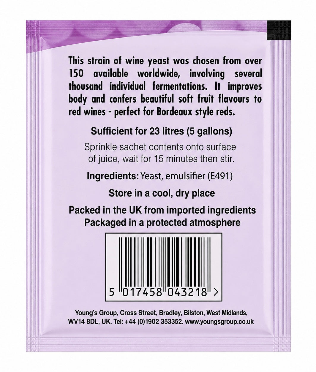 Youngs Bordeaux Red Wine Yeast 5g Sachet