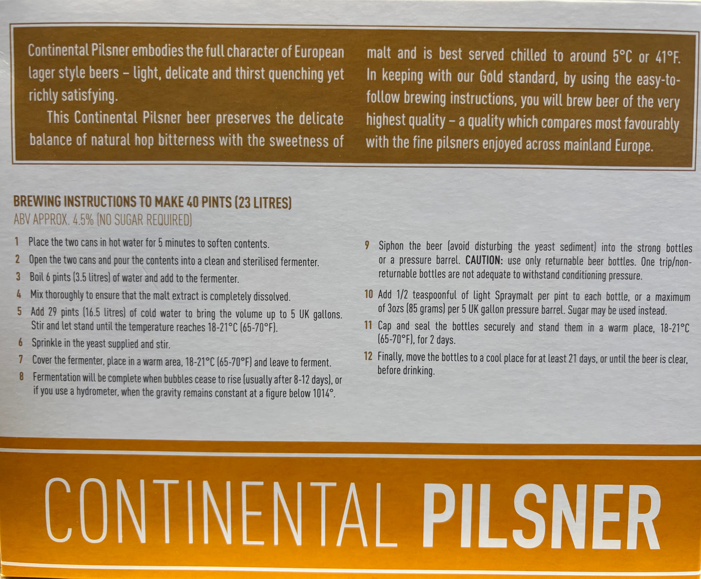 Muntons Gold - Continental Pilsner 3.0Kg Beer Kit