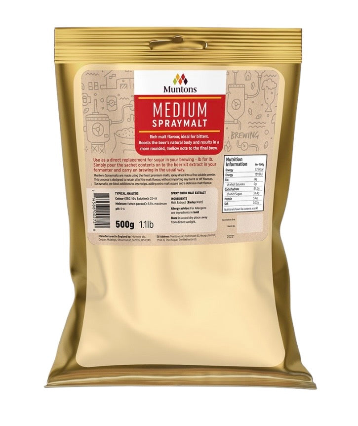 Muntons 500g Foil Packed Spraymalt - Medium