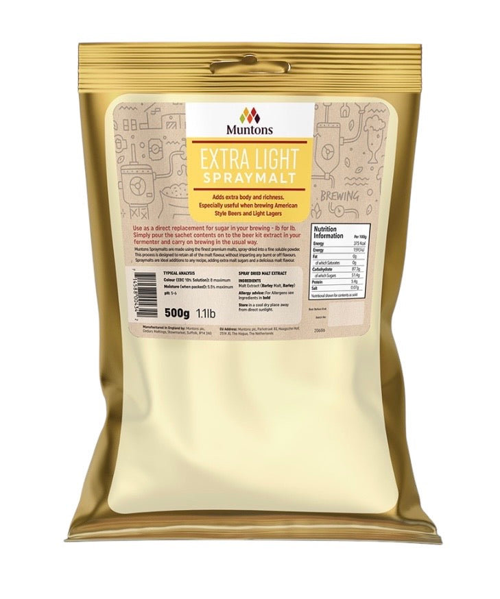 Muntons 500g Foil Packed Spraymalt - Extra Light