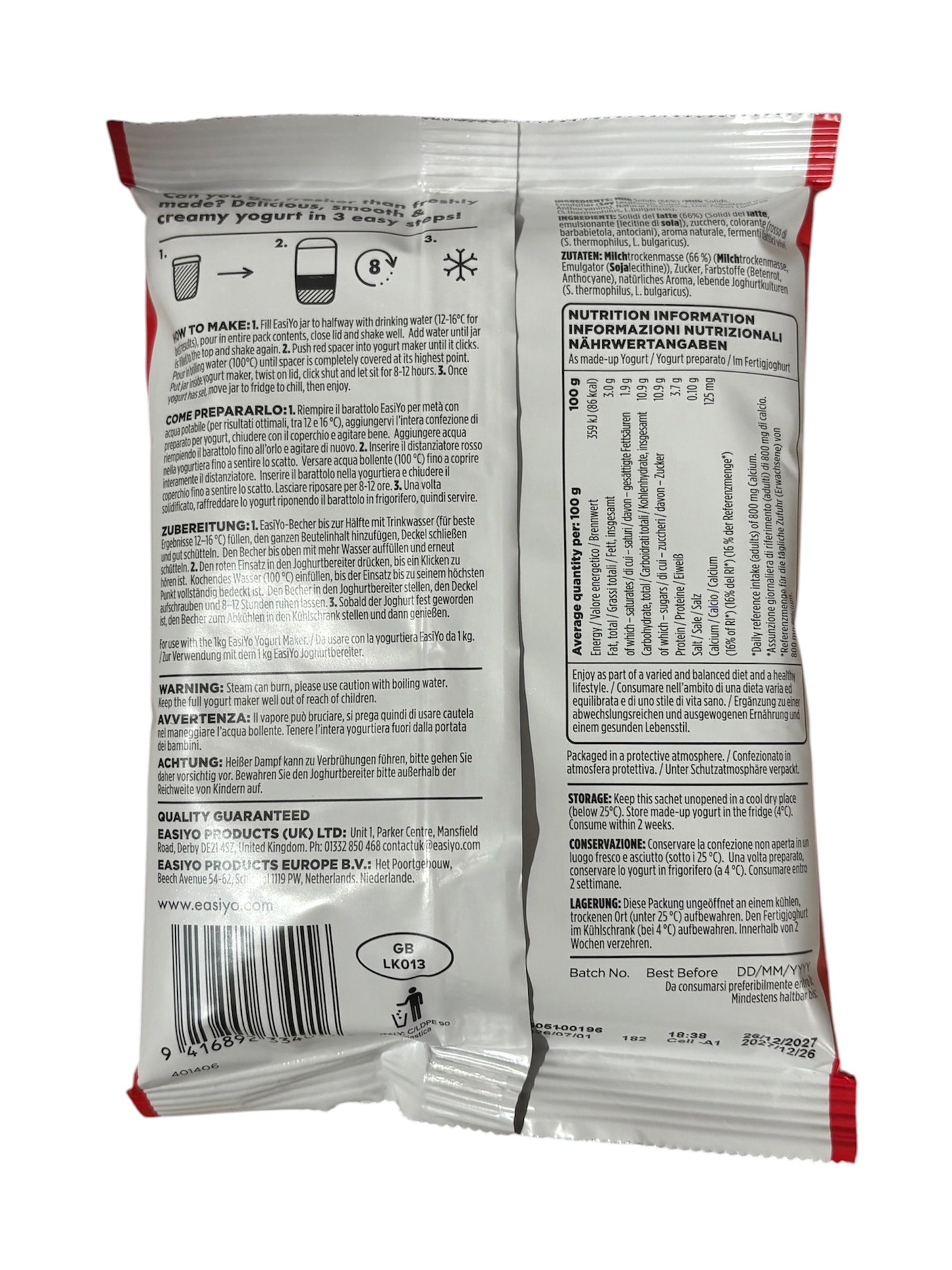 Easiyo Cherry Flavoured Yogurt Sachet 200g