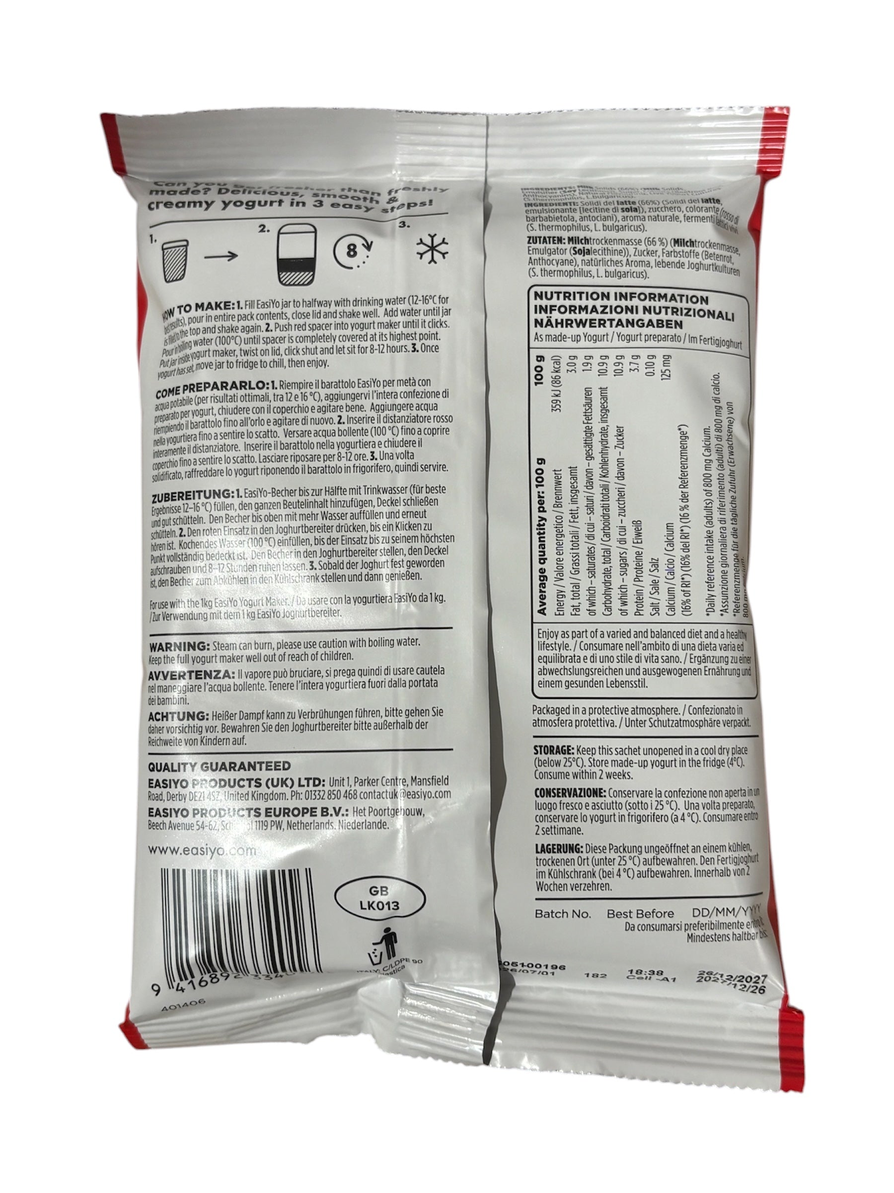 Easiyo Cherry Flavoured Yogurt Sachet 200g