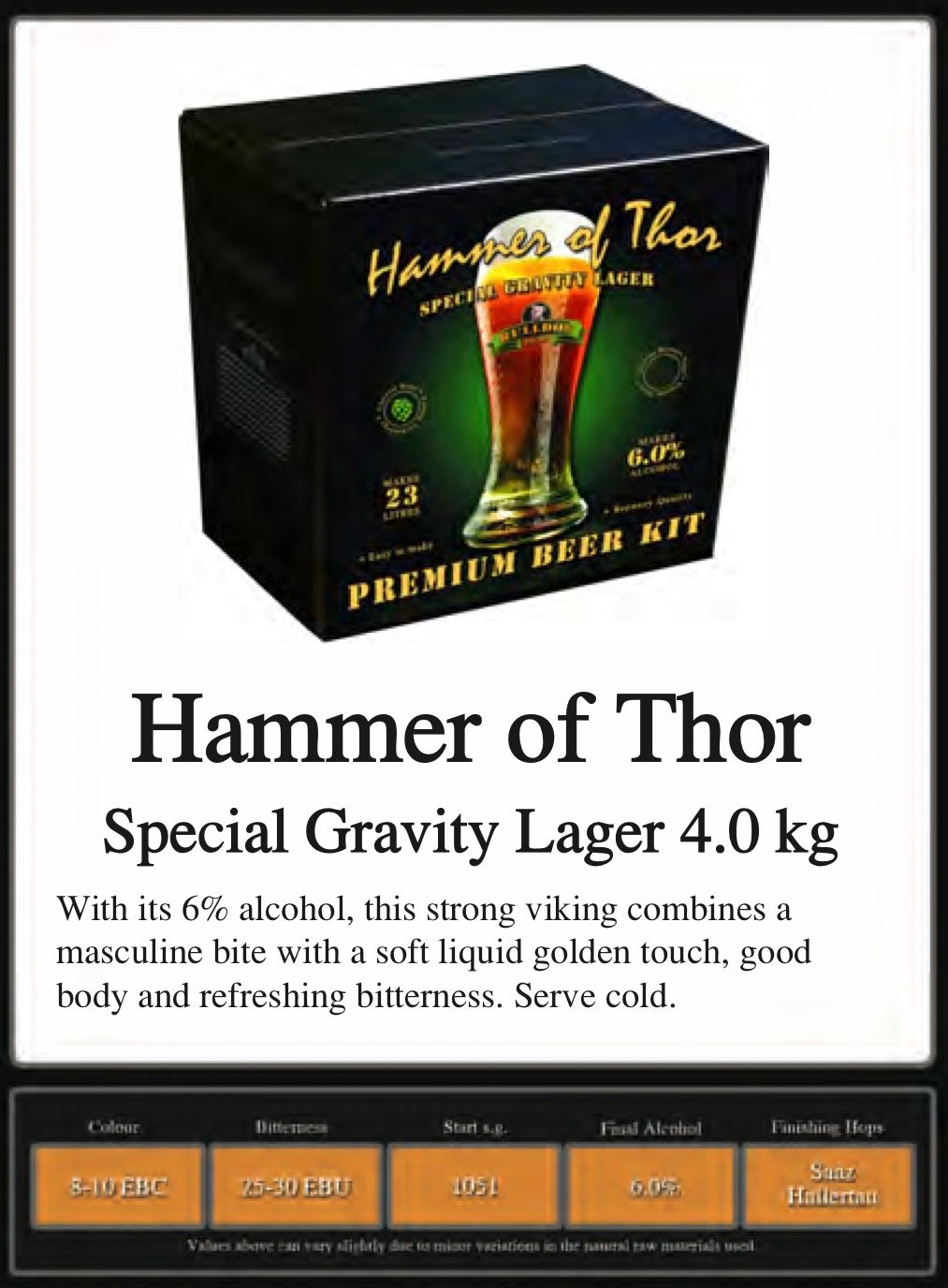 Bulldog Brews - Hammer of Thor Special Gravity Lager 4.0Kg Beer Kit
