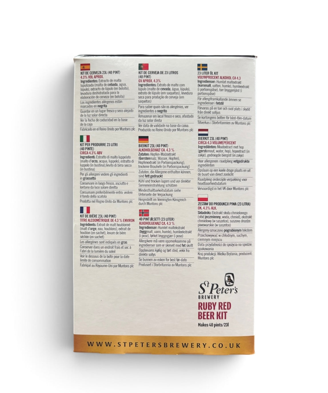 St Peters Brewery - Ruby Red Ale 3Kg 40 Pint Beer Kit