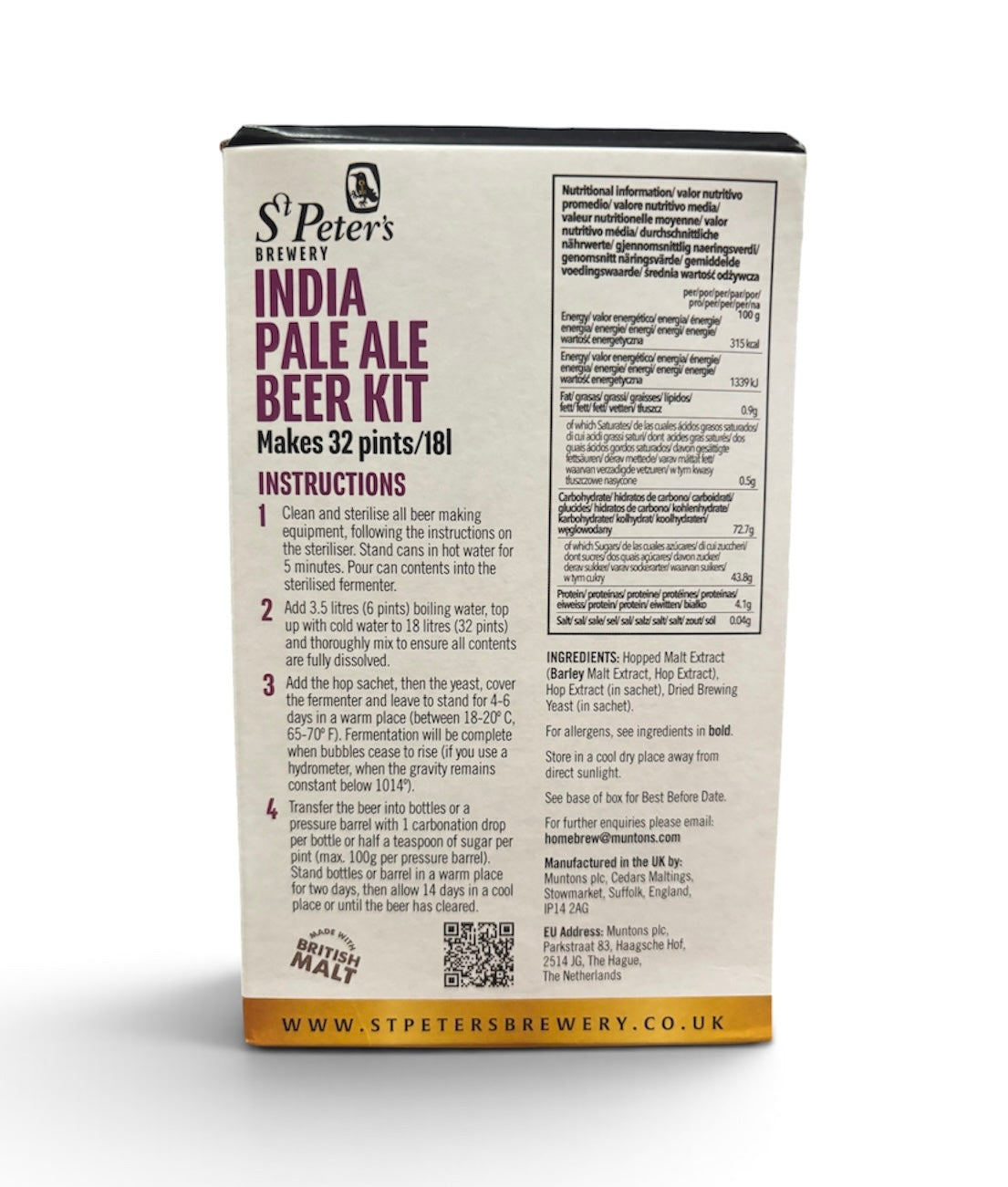 St Peters Brewery - India Pale Ale (IPA) 3Kg 32 Pint Beer Kit