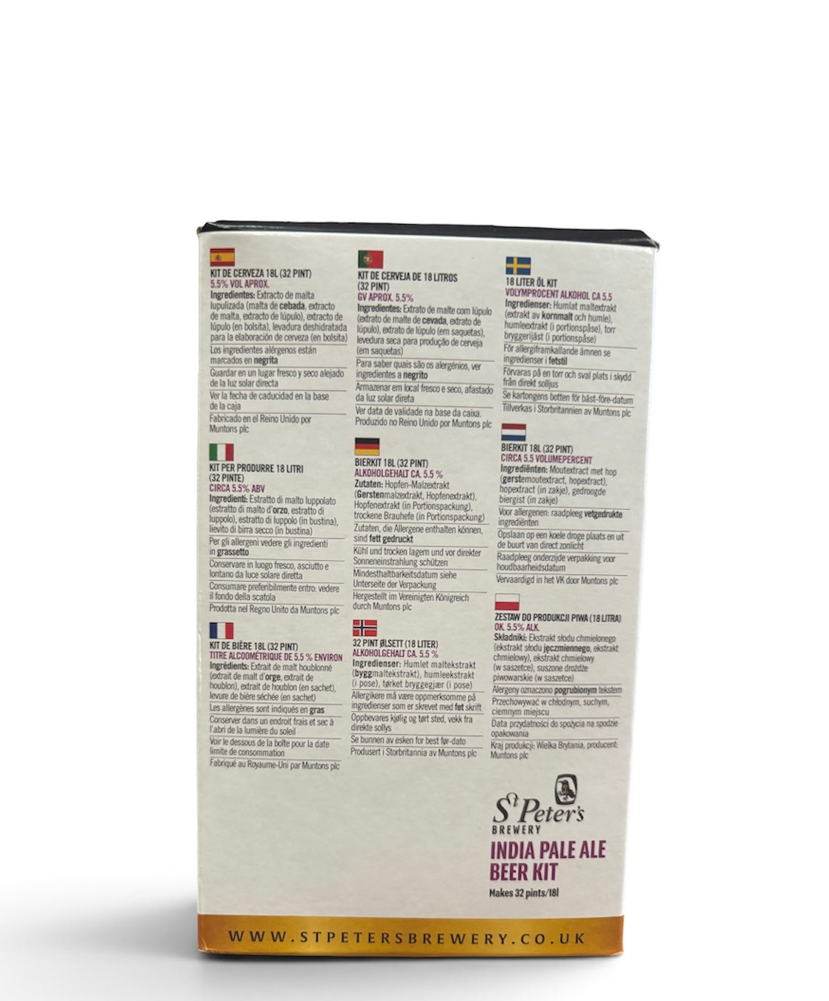 St Peters Brewery - India Pale Ale (IPA) 3Kg 32 Pint Beer Kit