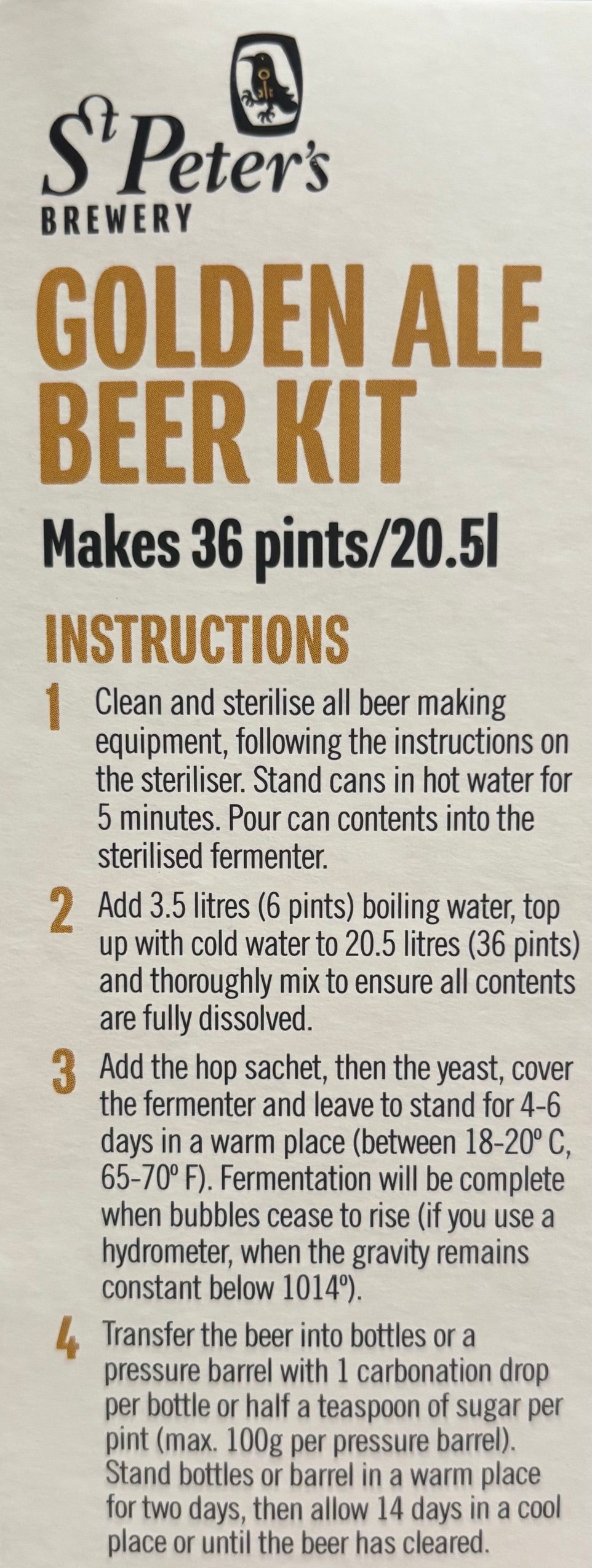 St Peters Brewery - Golden Ale 3Kg 36 Pint Beer Kit