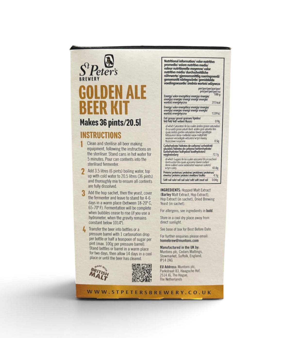 St Peters Brewery - Golden Ale 3Kg 36 Pint Beer Kit