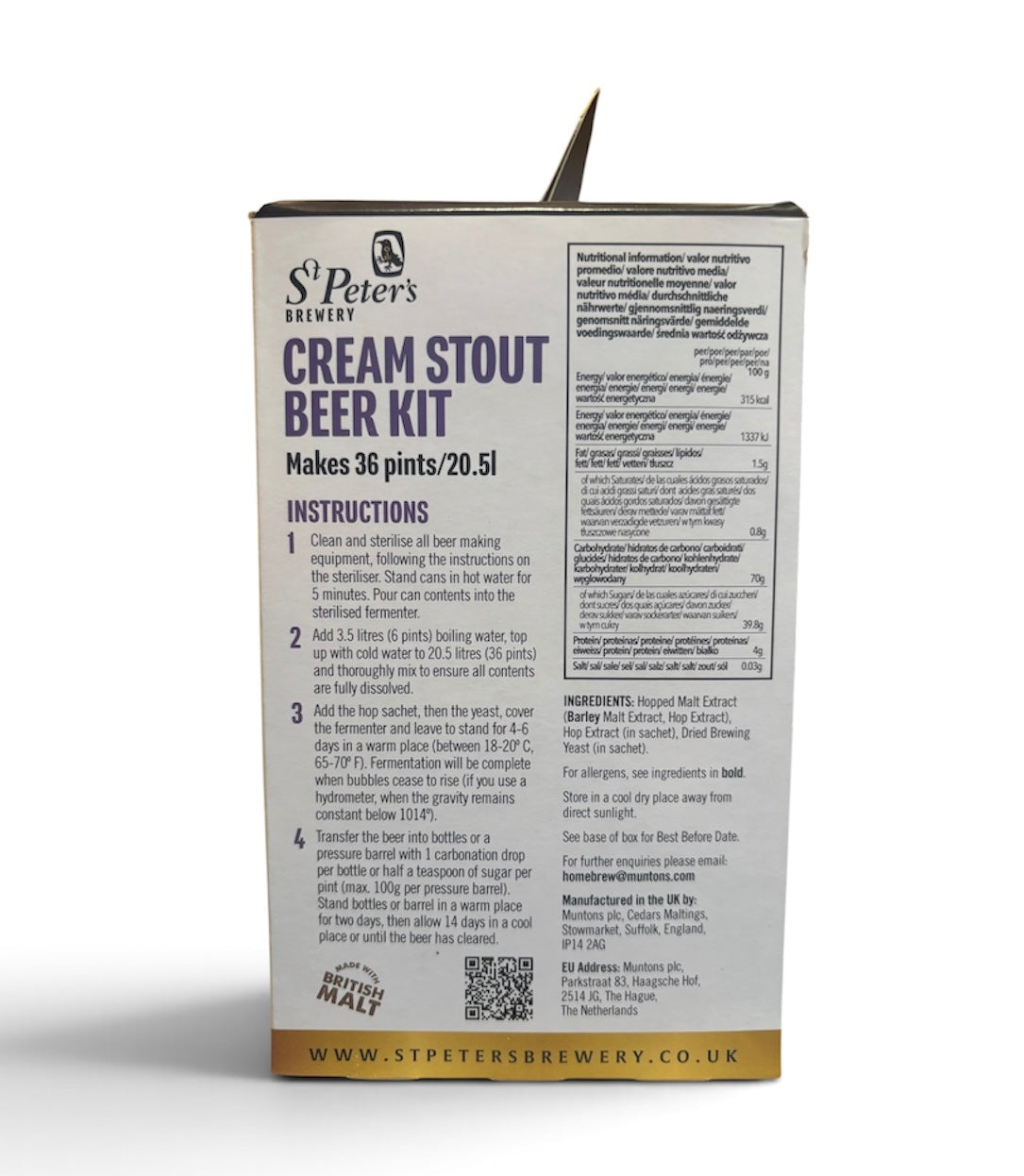 St Peters Brewery - Cream Stout 3Kg 36 Pint Beer Kit
