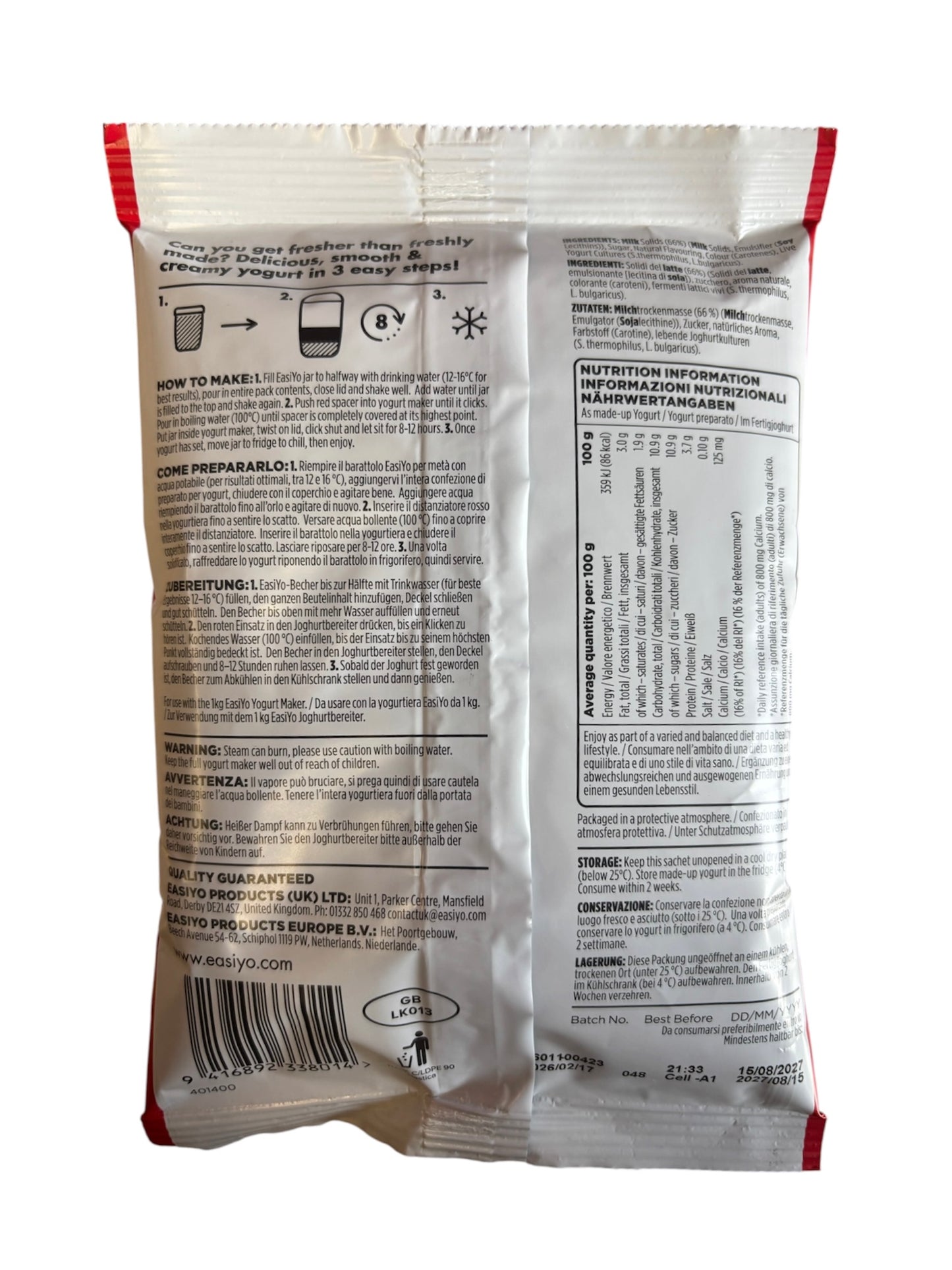 EasiYo Vanilla Flavoured Yogurt Sachet 200g