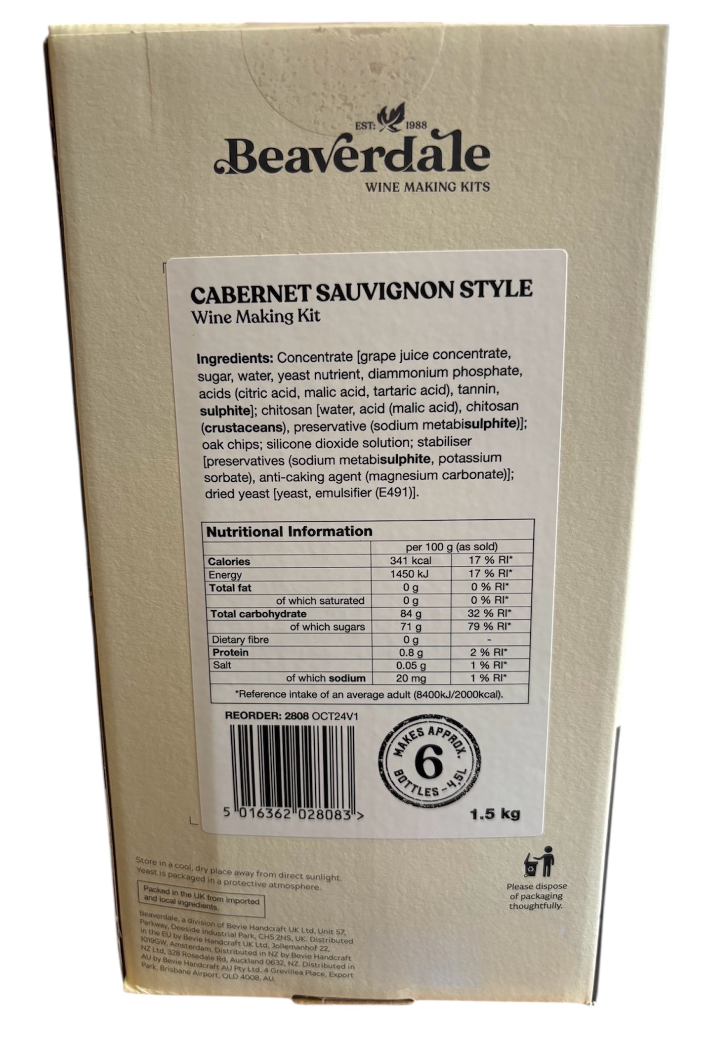 Beaverdale 6 Bottle Red Wine Kit - Cabernet Sauvignon