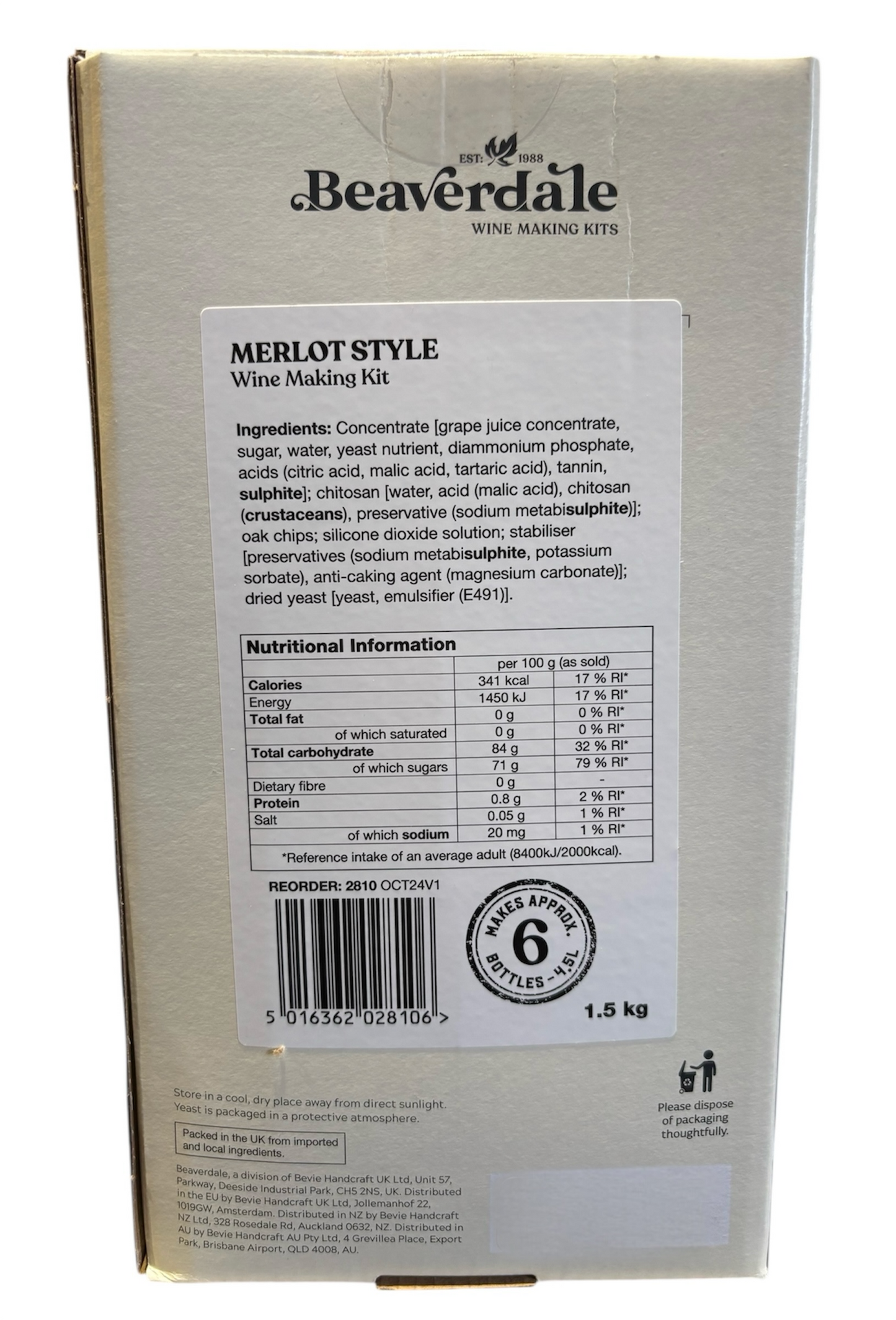 Beaverdale 6 Bottle Red Wine Kit - Merlot