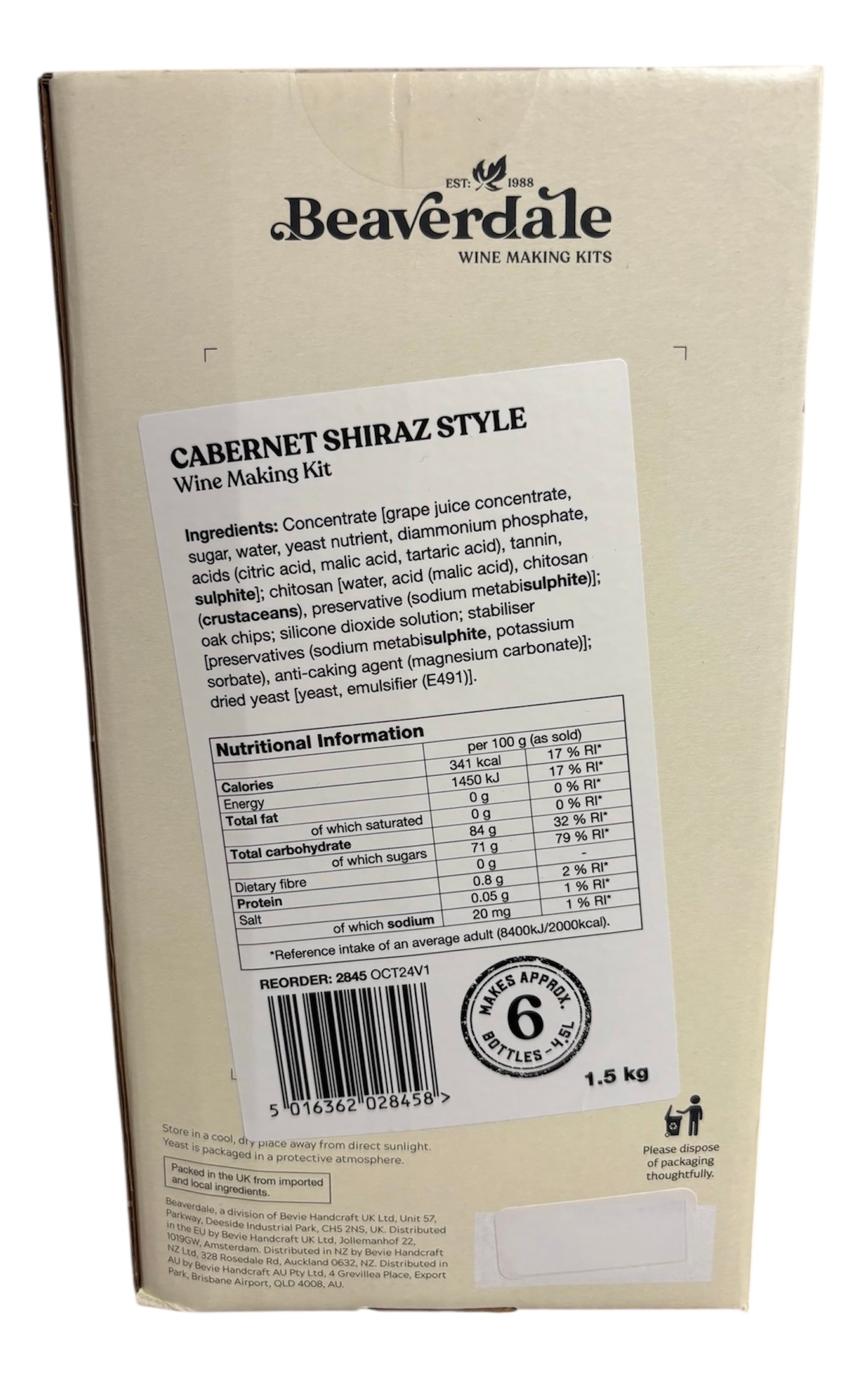 Beaverdale 6 Bottle Red Wine Kit - Cabernet Shiraz