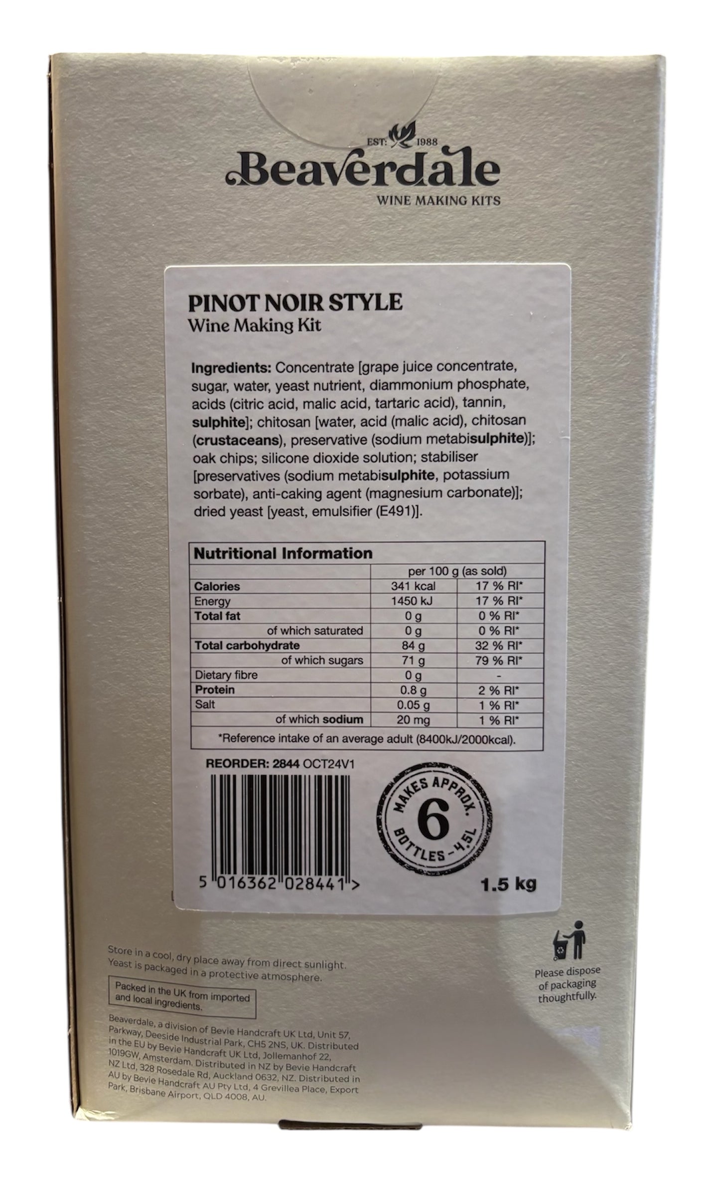 Beaverdale 6 Bottle Trial Size Wine Kit - Pinot Noir