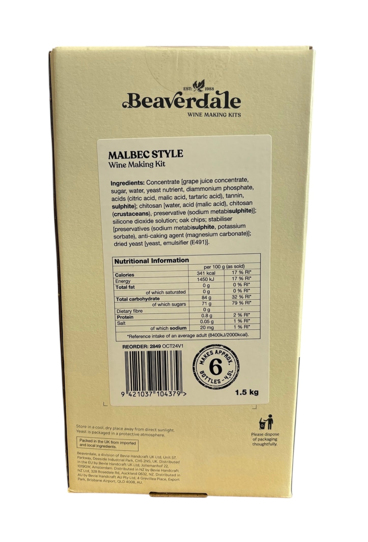 Beaverdale 6 Bottle Red Wine Kit - Malbec