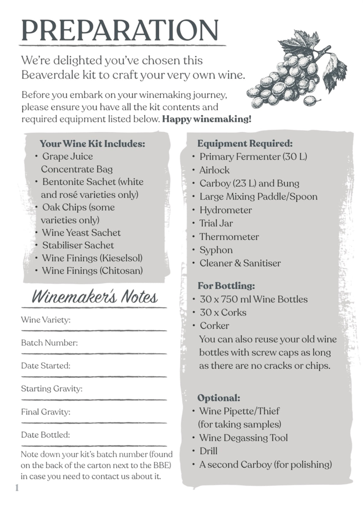 Beaverdale 30 Bottle White Wine Kit - Chardonnay