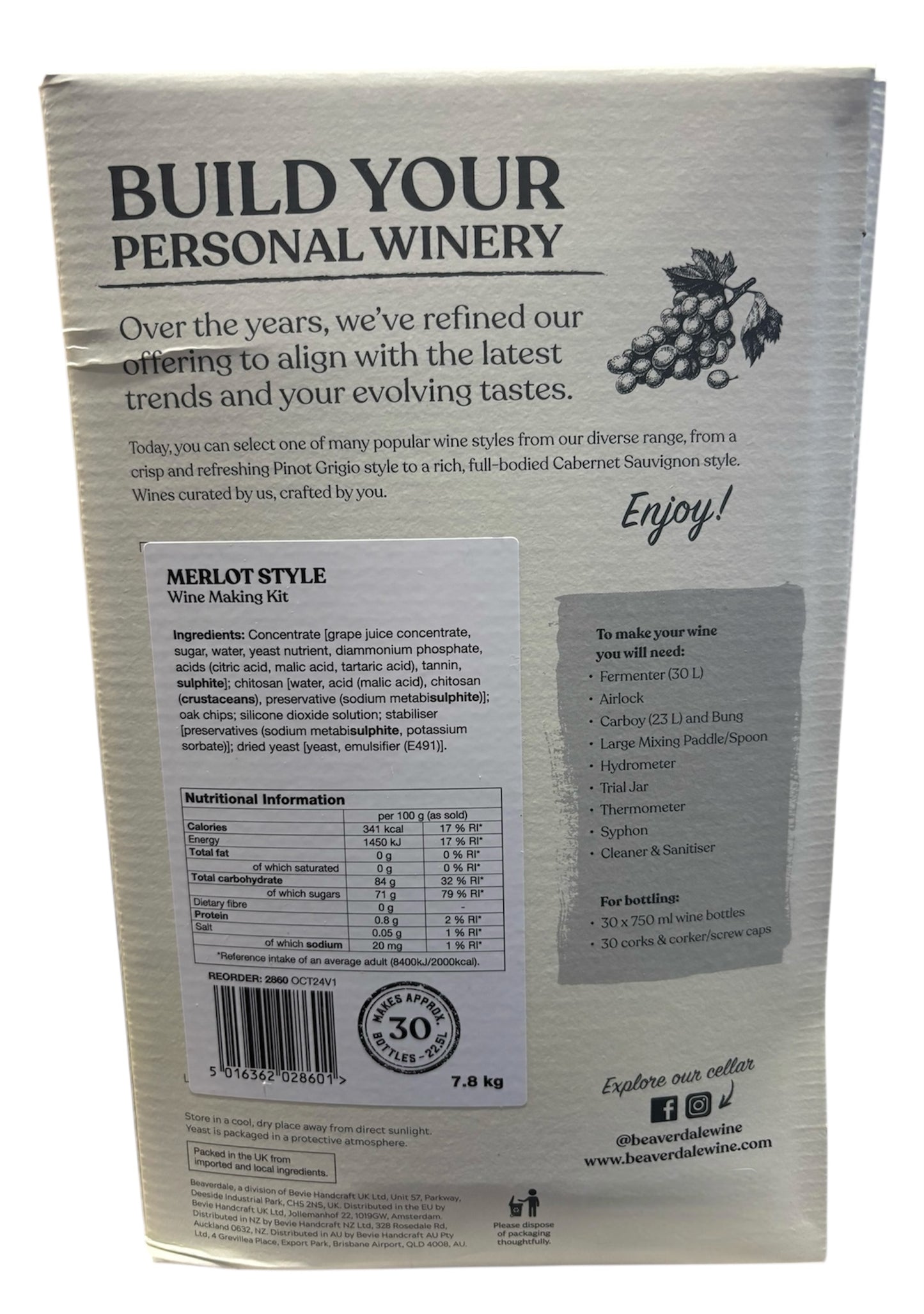 Beaverdale 30 Bottle Red Wine Kit - Merlot