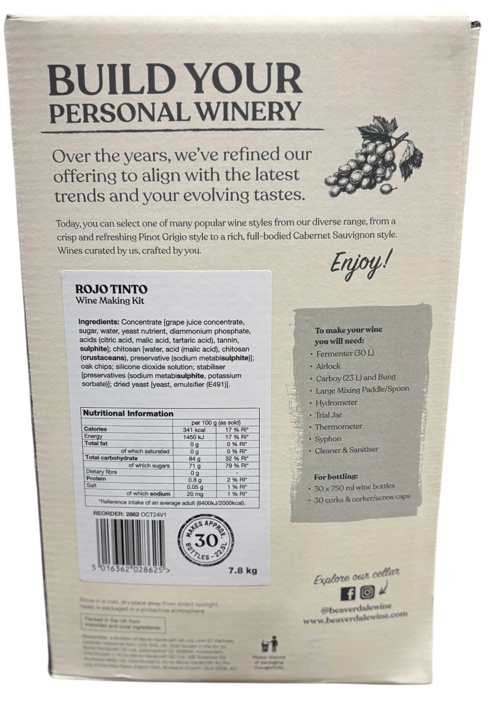 Beaverdale 30 Bottle Red Wine Kit - Rojo Tinto