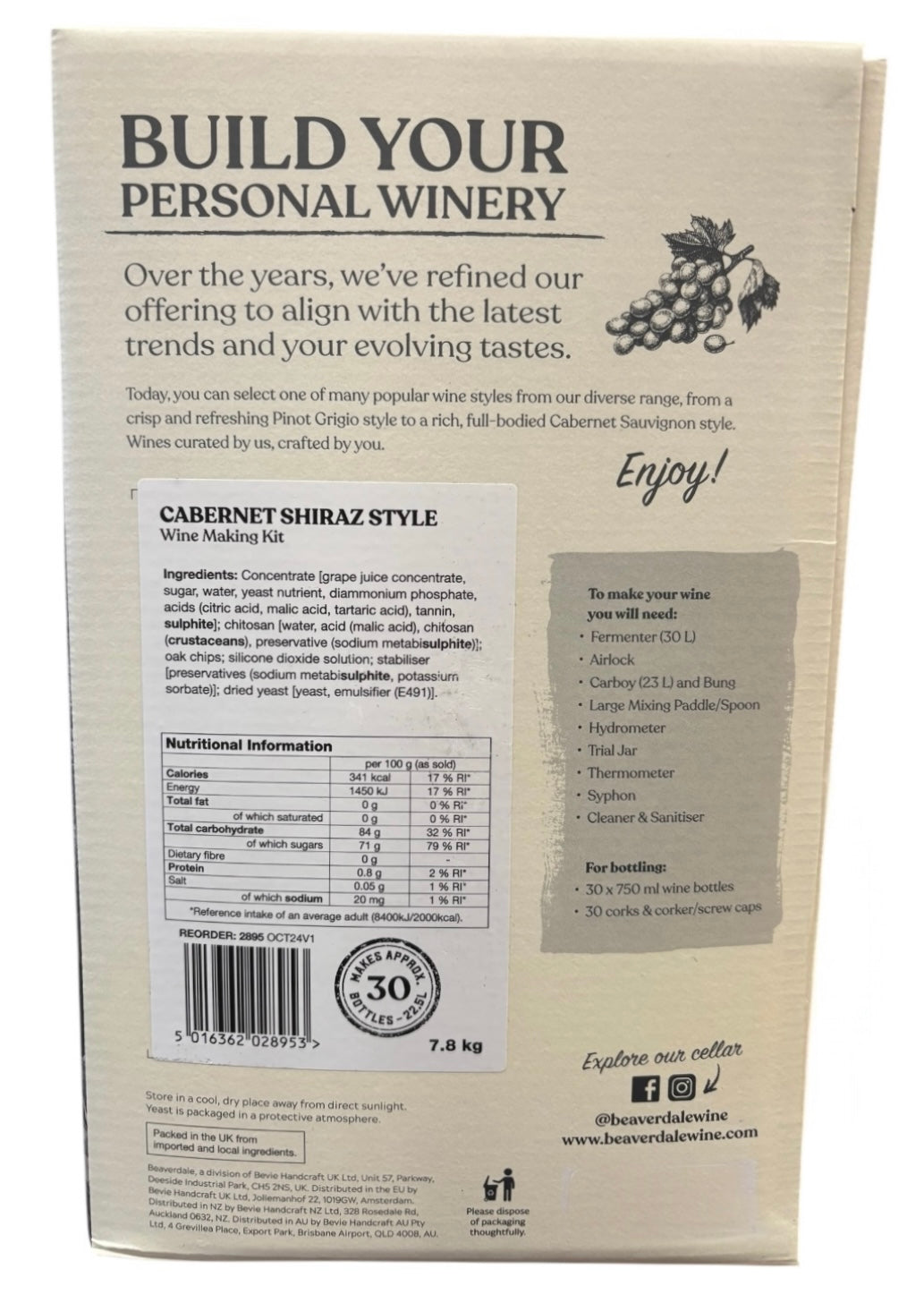 Beaverdale 30 Bottle Red Wine Kit - Cabernet / Shiraz